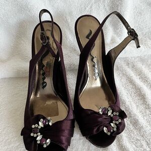 Nina Deep Purple Heels with Jewel Embellishments
